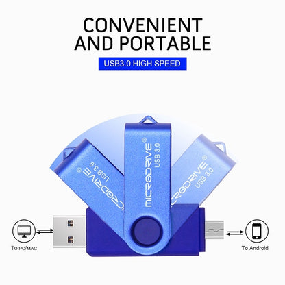 MicroDrive 16GB USB 3.0 Android Phone & Computer Dual-use Rotary Metal U Disk (Green) - Computer & Networking by MicroDrive | Online Shopping UK | buy2fix