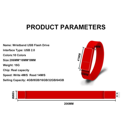 MicroDrive 32GB USB 2.0 Fashion Bracelet Wristband U Disk (Red) - Computer & Networking by MicroDrive | Online Shopping UK | buy2fix